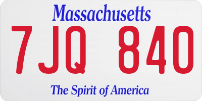 MA license plate 7JQ840