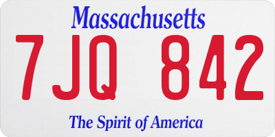 MA license plate 7JQ842