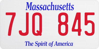 MA license plate 7JQ845