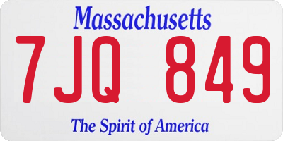 MA license plate 7JQ849