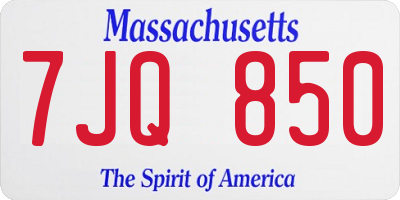 MA license plate 7JQ850