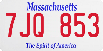 MA license plate 7JQ853