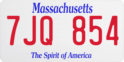 MA license plate 7JQ854