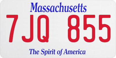 MA license plate 7JQ855