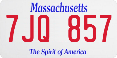 MA license plate 7JQ857