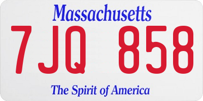 MA license plate 7JQ858