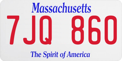 MA license plate 7JQ860
