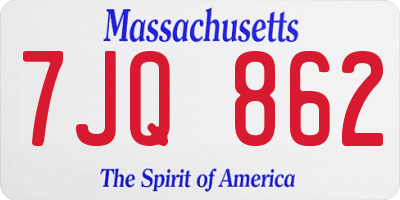 MA license plate 7JQ862