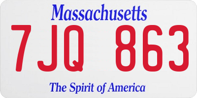 MA license plate 7JQ863