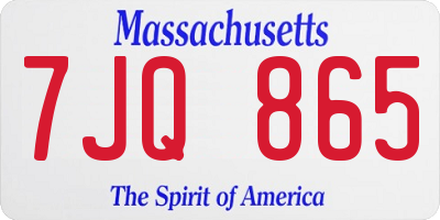 MA license plate 7JQ865