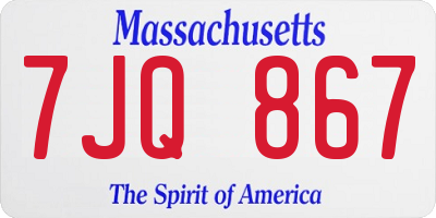 MA license plate 7JQ867