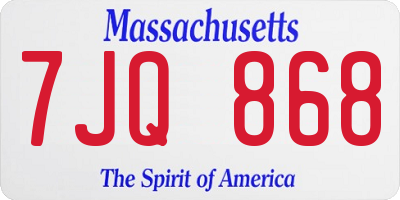 MA license plate 7JQ868