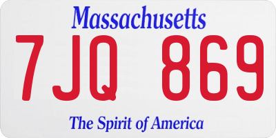 MA license plate 7JQ869
