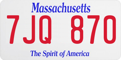 MA license plate 7JQ870