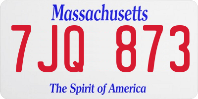 MA license plate 7JQ873