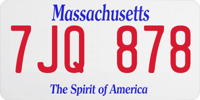 MA license plate 7JQ878