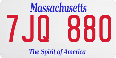 MA license plate 7JQ880