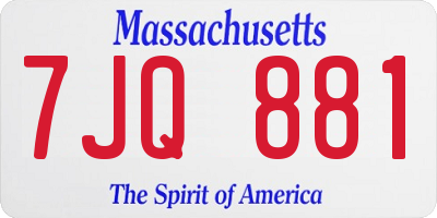 MA license plate 7JQ881