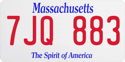 MA license plate 7JQ883