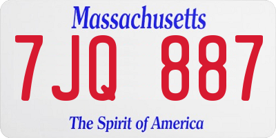 MA license plate 7JQ887