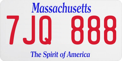 MA license plate 7JQ888