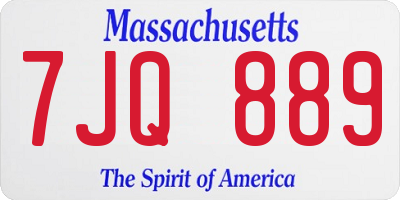 MA license plate 7JQ889