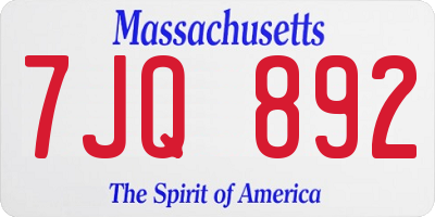 MA license plate 7JQ892