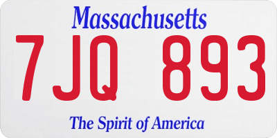 MA license plate 7JQ893
