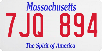 MA license plate 7JQ894