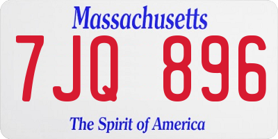 MA license plate 7JQ896