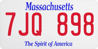 MA license plate 7JQ898
