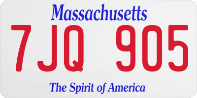 MA license plate 7JQ905