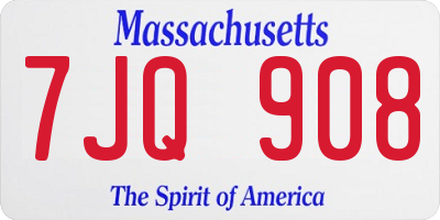 MA license plate 7JQ908