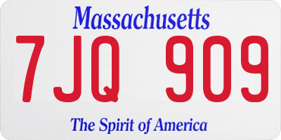 MA license plate 7JQ909