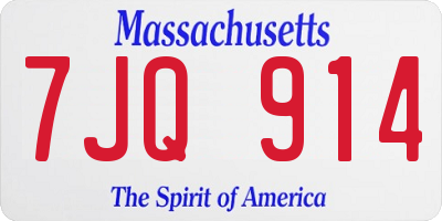 MA license plate 7JQ914