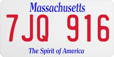 MA license plate 7JQ916