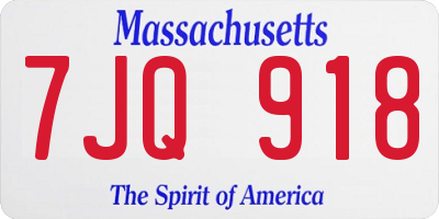 MA license plate 7JQ918