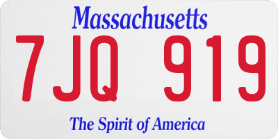 MA license plate 7JQ919