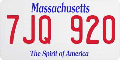 MA license plate 7JQ920