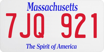 MA license plate 7JQ921