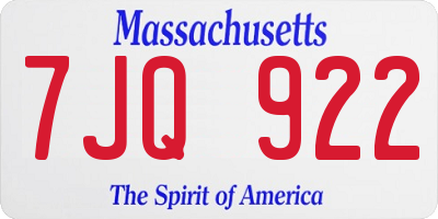 MA license plate 7JQ922