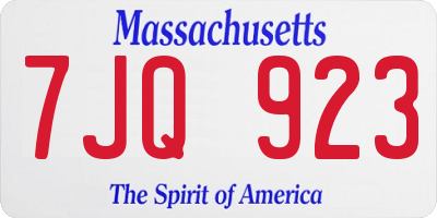 MA license plate 7JQ923