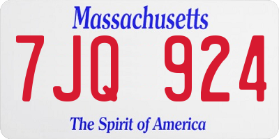 MA license plate 7JQ924