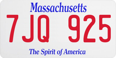 MA license plate 7JQ925