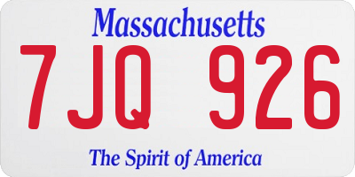 MA license plate 7JQ926