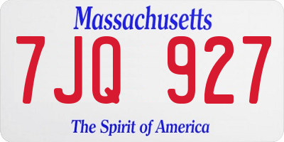 MA license plate 7JQ927