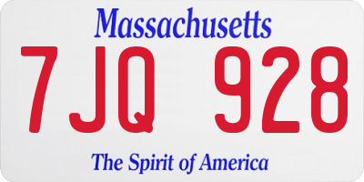 MA license plate 7JQ928