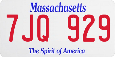 MA license plate 7JQ929