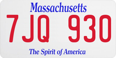 MA license plate 7JQ930