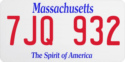MA license plate 7JQ932
